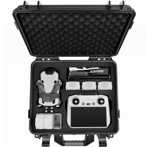 LEKUFEE Impermeable Maleta para dron dji Mini 4 Pro/dji Mini 3 Pro/Mini 3/dji RC 2/dji RC N2/dji RC/RC N1 y Accesorios (Solo Estuche)