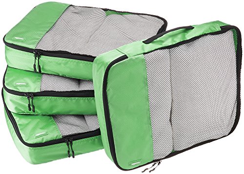Amazon Basics - Bolsas de equipaje grandes (4 unidades), Verde