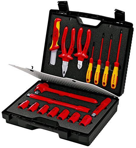 Knipex Maleta de herramientas compacta 17 piezas con herramientas aisladas para trabajar en instalaciones eléctricas 98 99 11