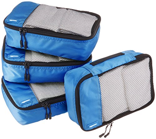Amazon Basics - Bolsas de equipaje pequeñas (4 unidades), Azul